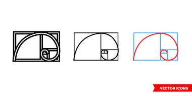 3 tipin altın oran sembolü. İzole vektör işareti sembolü.