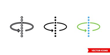 3 boyutlu simgeyi 3 türde döndür. İzole vektör işareti sembolü.