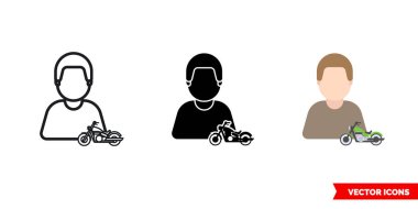 Motosikletli 3 tipli bir ikon. İzole vektör işareti sembolü.