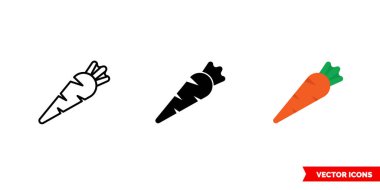 3 tip havuç ikonu. İzole vektör işareti sembolü.