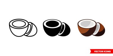 3 tip hindistan cevizi simgesi. İzole vektör işareti sembolü.