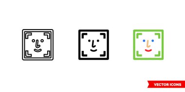 3 tipin yüz tanımlama simgesi. İzole vektör işareti sembolü.