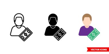 3 tip futbolcu ikonu. İzole vektör işareti sembolü.