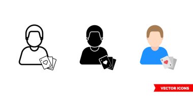 3 tip kumarbaz ikonu. İzole vektör işareti sembolü.