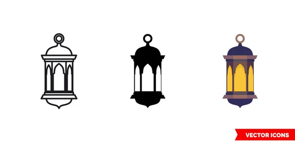 3 tip İslami fener ikonu. İzole vektör işareti sembolü.
