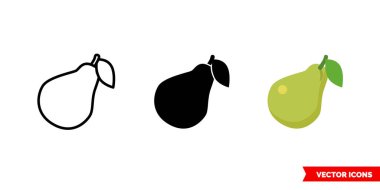 Armut simgesi, 3 tip renk, siyah ve beyaz, dış hatlar. İzole vektör işareti sembolü.