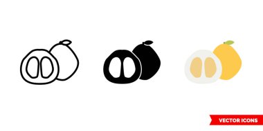 3 tip Pomelo simgesi, siyah ve beyaz, özet. İzole vektör işareti sembolü.