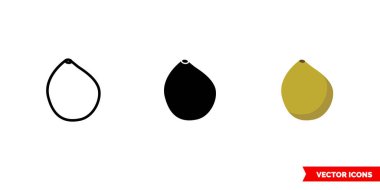 Ayva simgesi, 3 tür renk, siyah ve beyaz, özet. İzole vektör işareti sembolü.