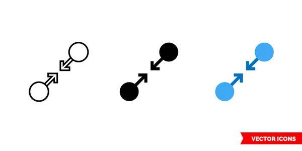 Пинч значок 3 типа цвета, черно-белый, контур. Изолированный символ вектора. — стоковый вектор