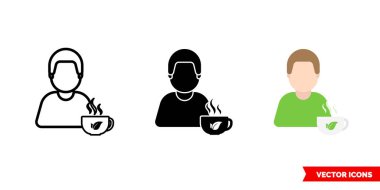 Üç çeşit çay partisi ikonu. İzole vektör işareti sembolü.