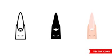 Üç tip stiletto çivi ikonu. İzole vektör işareti sembolü.