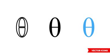 Teta sembolü 3 tip. İzole vektör işareti sembolü.