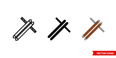 Tonfa ikonu, 3 tip. İzole vektör işareti sembolü.