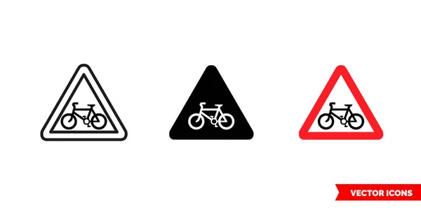 Fiets Kruising Waarschuwing Pictogram Van Types Geïsoleerde Vectorteken Symbool — Stockvector