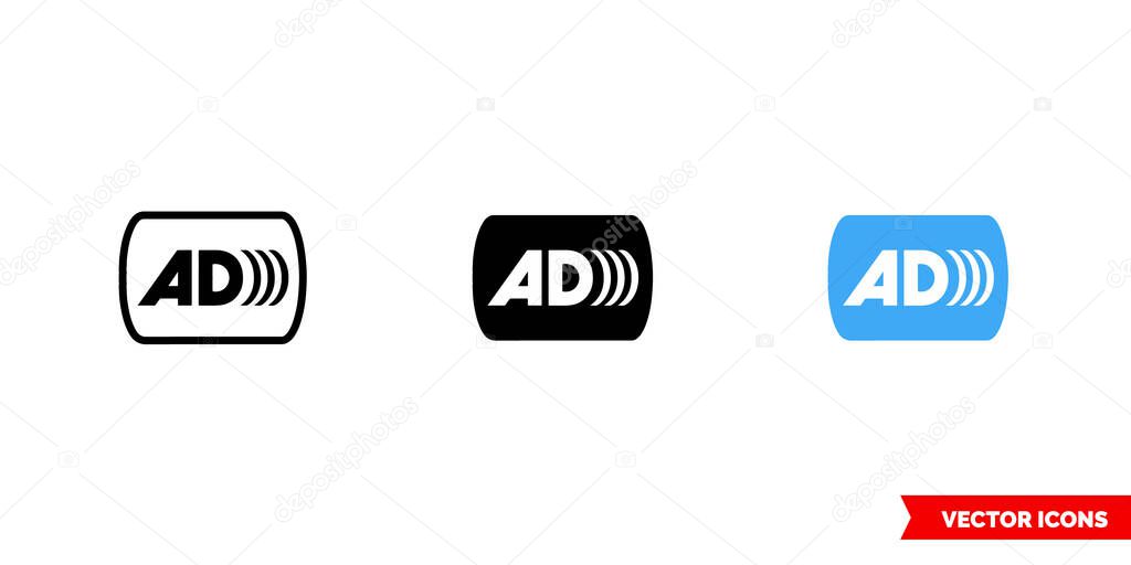 Audio description icon of 3 types. Isolated vector sign symbol.
