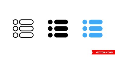 Siyah ve beyaz üç tip renk seçenekleri simgesi, özet. İzole vektör işareti sembolü.