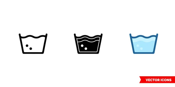 Makine yıkama simgesi. 3 tip renk, siyah-beyaz, dış hatlar. İzole vektör işareti sembolü.