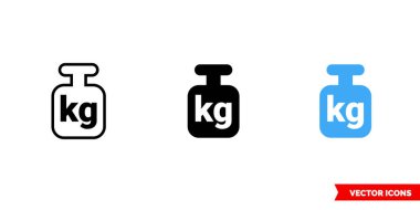 Paket ağırlığı simgesi 3 tip. İzole vektör işareti sembolü.