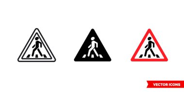 3 tip yaya geçidi simgesi. İzole vektör işareti sembolü.