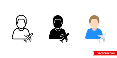 3 tip hava yolcusu simgesi. İzole vektör işareti sembolü.