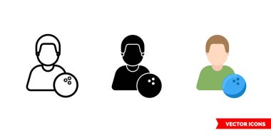 3 tip bowling ikonu. İzole vektör işareti sembolü.