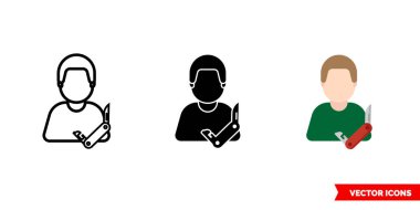 3 tip kampçı ikonu. İzole vektör işareti sembolü.