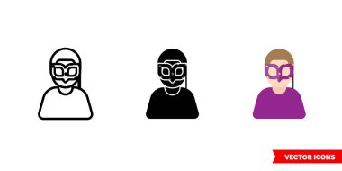 3 tip karnaval ikonu. İzole vektör işareti sembolü.