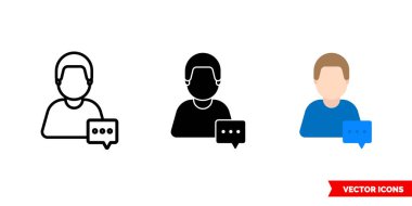 Sohbet destek simgesi 3 tip. İzole vektör işareti sembolü.