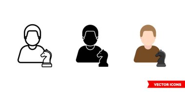 3 tip satranç oyuncusu simgesi. İzole vektör işareti sembolü.