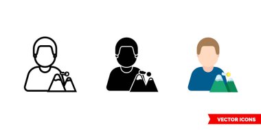 3 tipli dağcı simgesi. İzole vektör işareti sembolü.