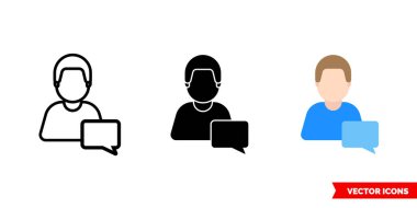 Konuşma penceresi simgesi 3 tip. İzole vektör işareti sembolü.