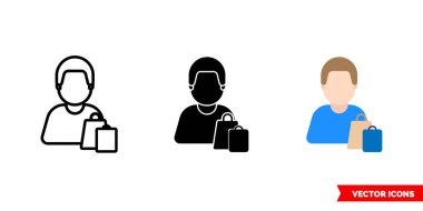 Müşteri alıcısı simgesi 3 tip. İzole vektör işareti sembolü.