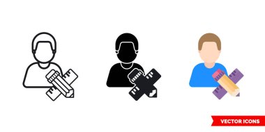 3 tipli tasarım ressamı simgesi. İzole vektör işareti sembolü.