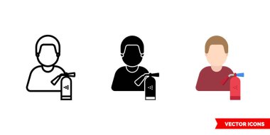 3 tip itfaiyeci ikonu. İzole vektör işareti sembolü.