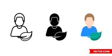 3 tip yeşil adam simgesi. İzole vektör işareti sembolü.