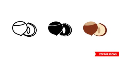 3 tip fındık ikonu. İzole vektör işareti sembolü.