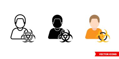 Virüs bulaşmış 3 tip ikon. İzole vektör işareti sembolü.