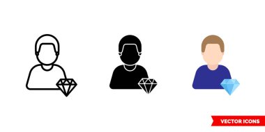 3 tip kuyumcu simgesi. İzole vektör işareti sembolü.