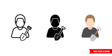 İşçi işçi simgesi, 3 tip. İzole vektör işareti sembolü.