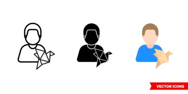 3 tip origami ikonu ustası. İzole vektör işareti sembolü.