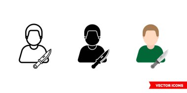 3 tip askeri ikon. İzole vektör işareti sembolü.