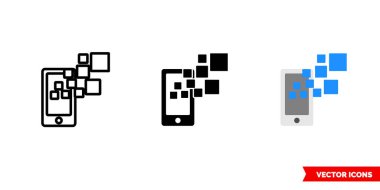 3 tip mobil teknoloji simgesi. İzole vektör işareti sembolü.