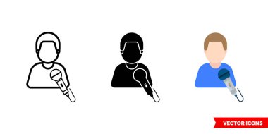 3 tip ana şarkıcı ikonu. İzole vektör işareti sembolü.