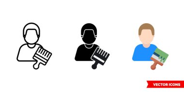 Ressam, 3 tipli bir zanaatkar simgesi. İzole vektör işareti sembolü.