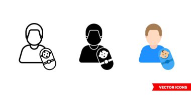 Üç tip ebeveyn ikonu. İzole vektör işareti sembolü.