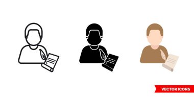 Üç tip şair ikonu. İzole vektör işareti sembolü.