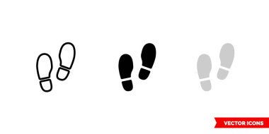 Step footprint icon of 3 types. Isolated vector sign symbol. clipart
