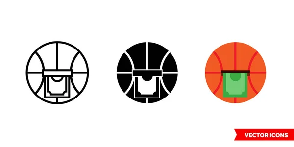 Scommetti sull'icona dello sport di 3 tipi di colore, bianco e nero, contorno. Simbolo del segno vettoriale isolato. — Vettoriale Stock