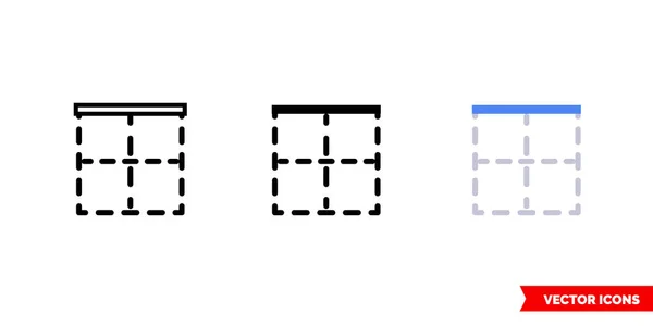 Icono superior de la frontera de 3 tipos de color, blanco y negro, contorno. Signo vectorial aislado símbolo. — Archivo Imágenes Vectoriales