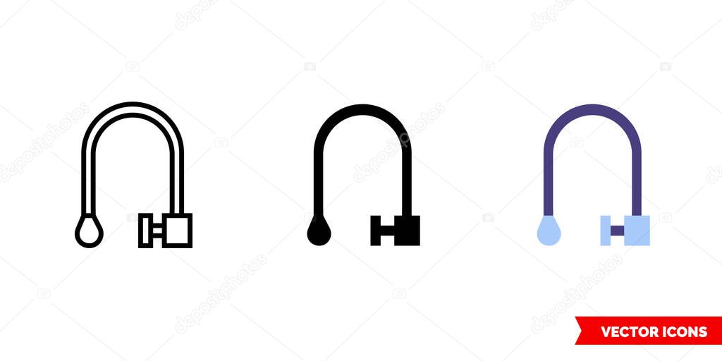 Kensington lock icon of 3 types. Isolated vector sign symbol.